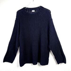 C.P. Company Navy Blue Open Knit Pullover Sweater Crewneck XL 4 100% Cotton